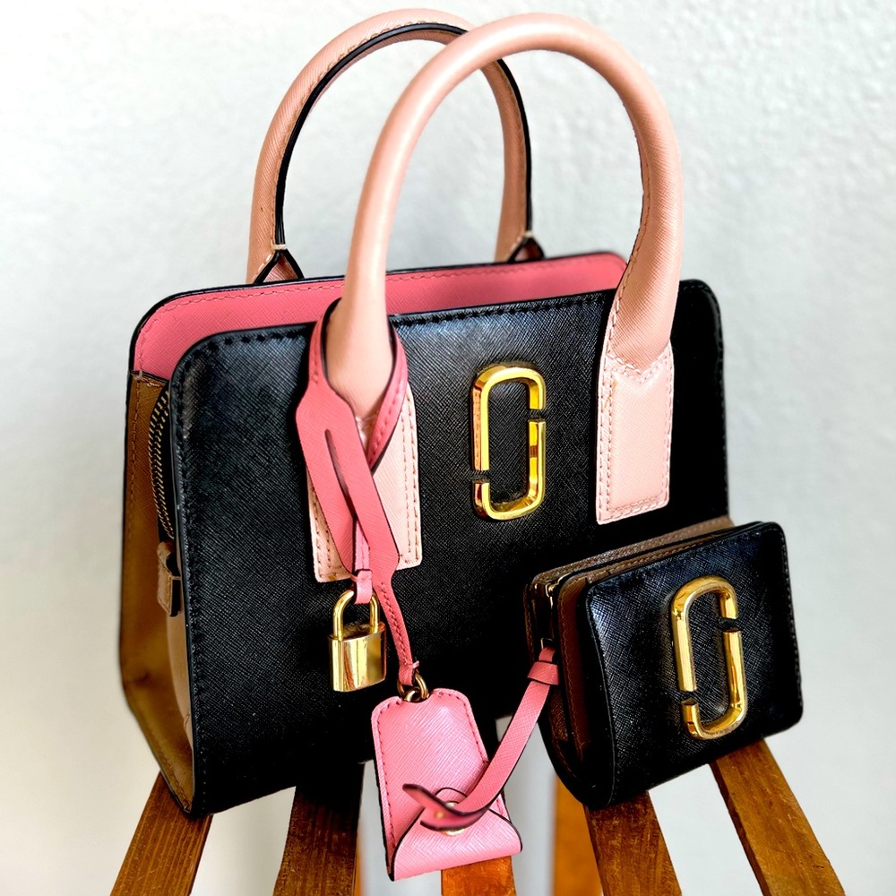 Marc Jacobs Matching Purse & Wallet Set Two-Tone Embossed Leather